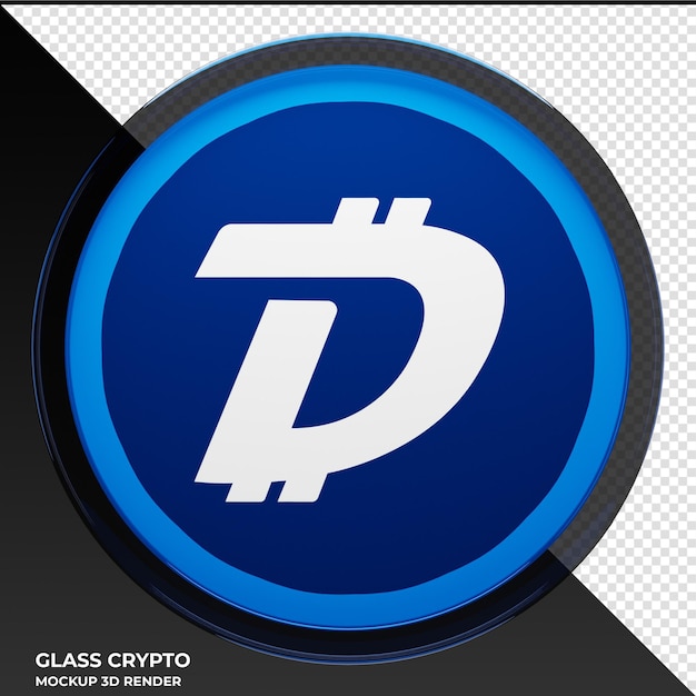 DigiByte DGB Glass Crypto Coin Ilustración 3D