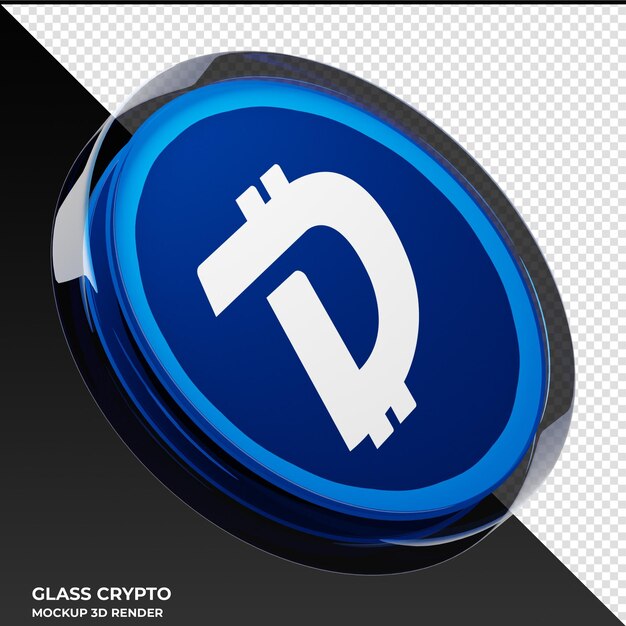 DigiByte DGB Glass Crypto Coin Ilustración 3D