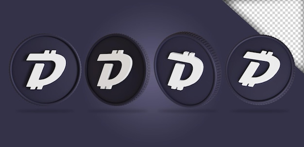 DigiByte dgb Kryptowährungsmünze 3D-Rendering-Sammlungen