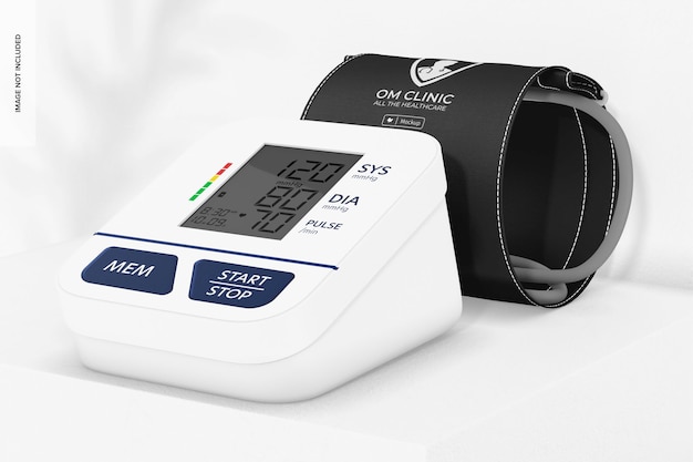 Digital Blood Pressure Monitor Mockup Left View
