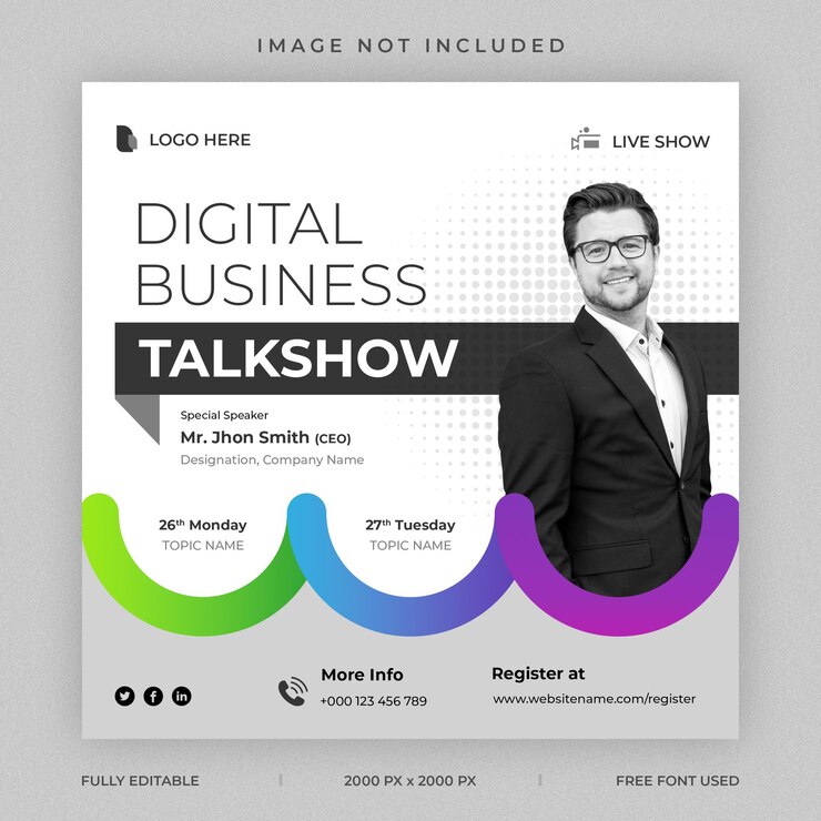 PSD digital business talk show o seminario y plantilla de publicación en redes sociales