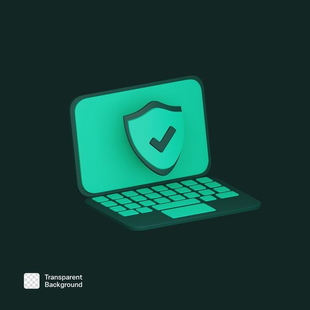 Digital geschützte Laptop 3D-Ikonen PNG-Vorlage