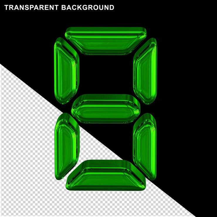 PSD digital green number 8