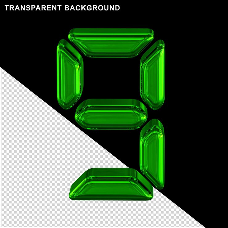 PSD digital green number 9