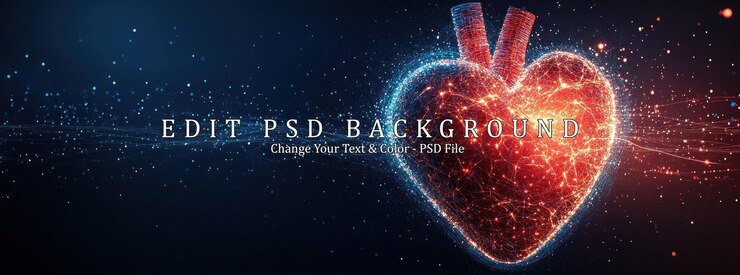 PSD digital heart a glowing symbol of life and passion