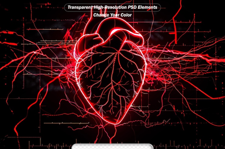 PSD digital illustration of heart in colour background