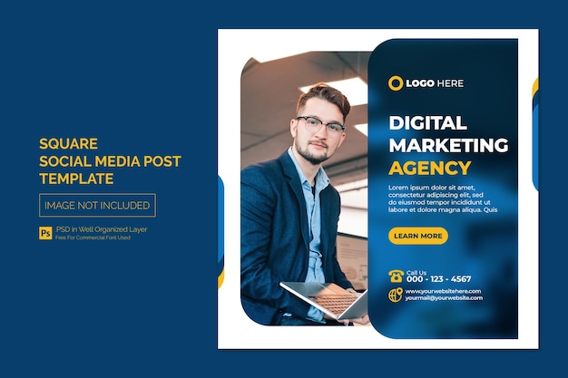 Digital marketing agency und corporate social media post oder square web banner vorlage