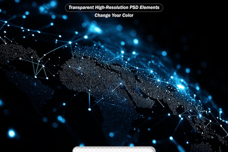 PSD digital plexus of glowing lines and dots abstract background connection of particles
