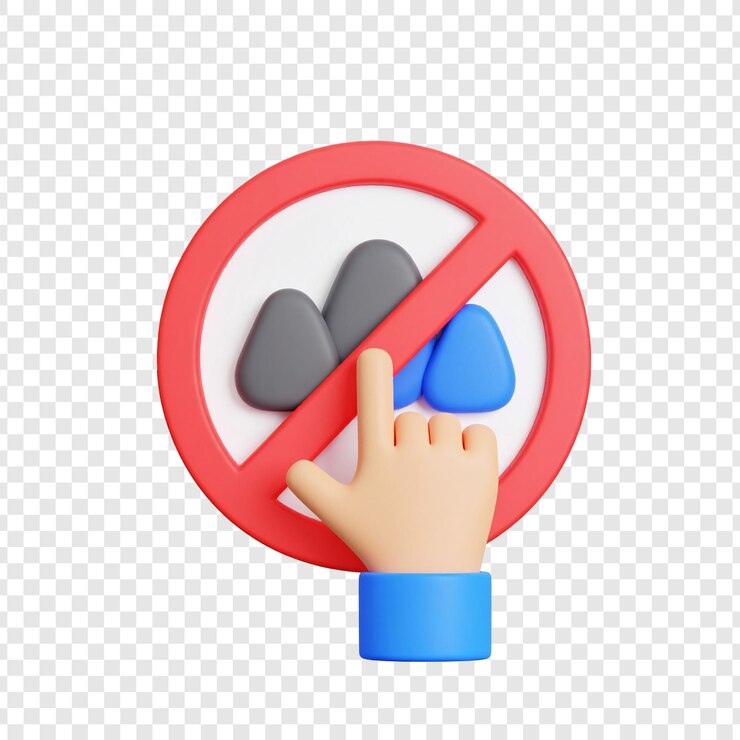 PSD digital prohibition sign with hand graphic
