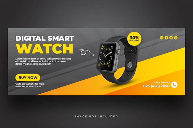 PSD digital smart watch social media banner vorlage
