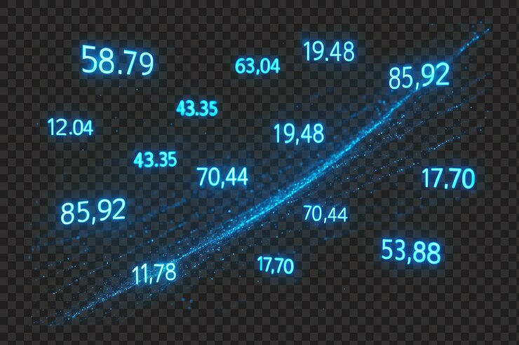 PSD digital stock market trend abstract business analytics isolated transparent background png