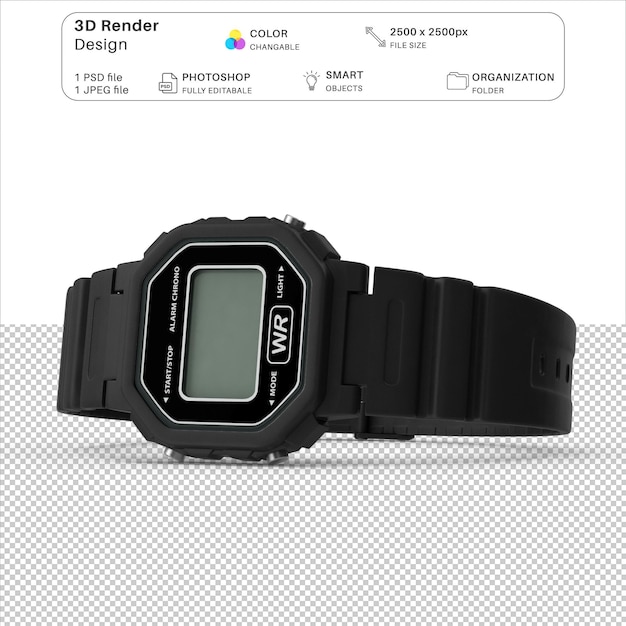 Digital Watch 3D Modeling PSD File