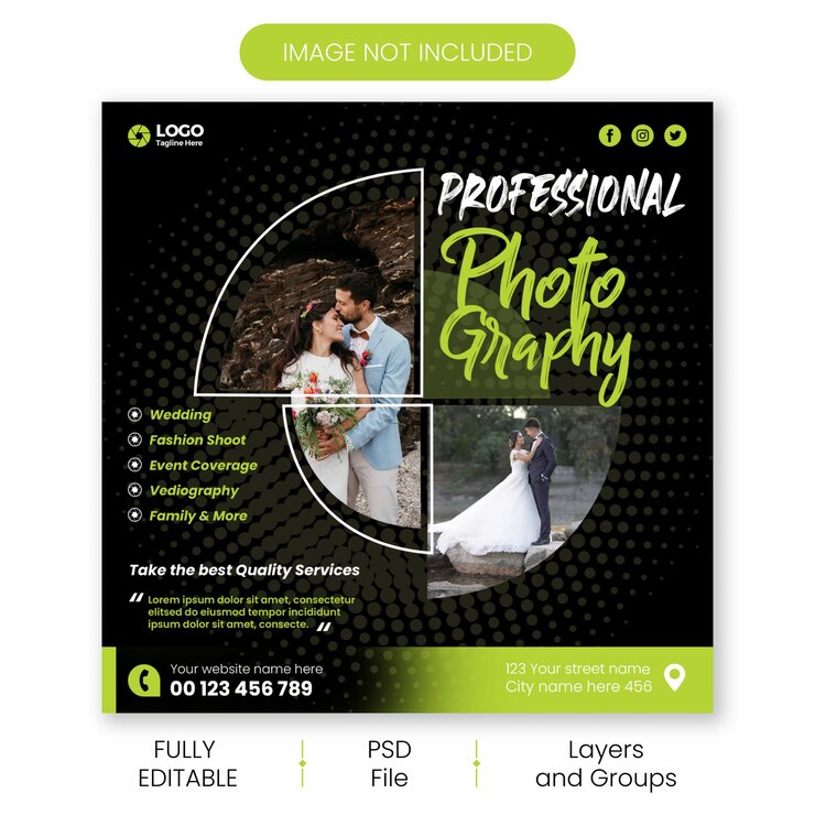 digitale Fotografie-Dienstleistungen Social-Media-Post-Vorlage und Web-Banner Design