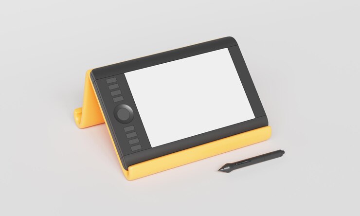 PSD digitale grafik-zeichnungstafel mit stylus-stift mock-up 3d-rendering nicht ki