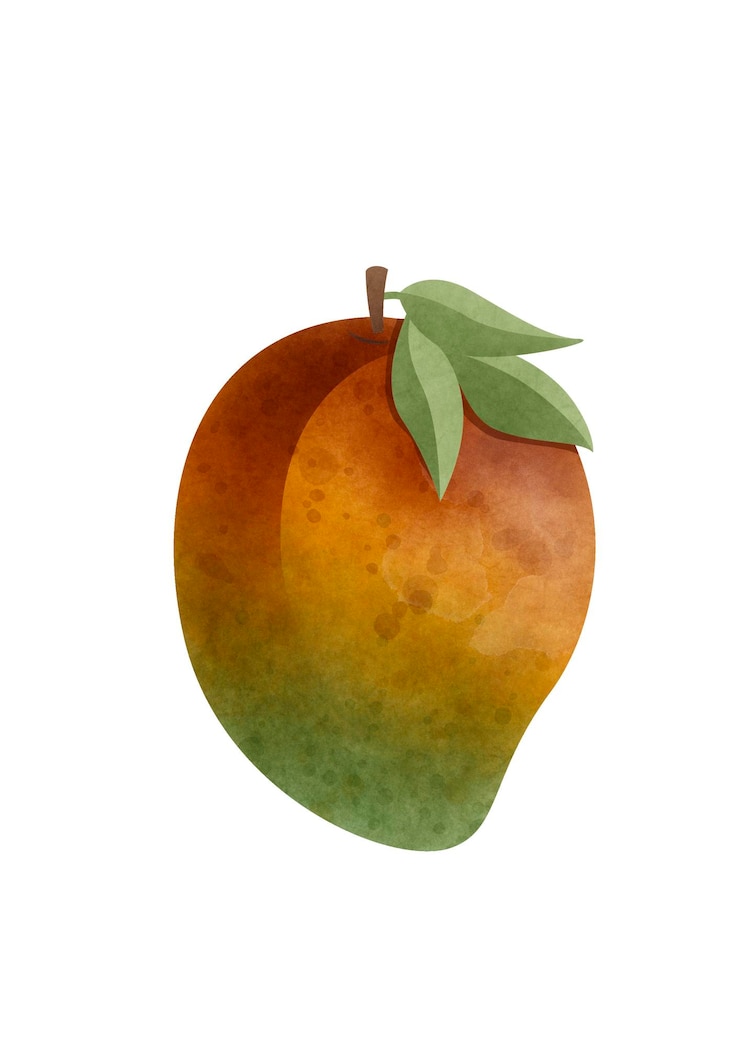 PSD digitale illustration mit aquarell-mango