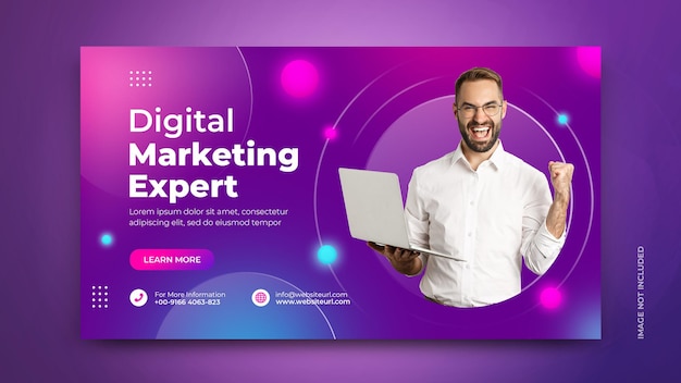 Digitale marketingagentur social media marketing promotion banner mit moderner hintergrund psd vorlage