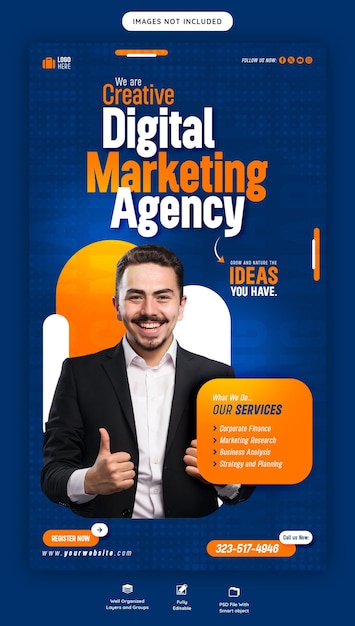 Digitale Marketingagentur und Unternehmens-Facebook- und Instagram-Story-Vorlage