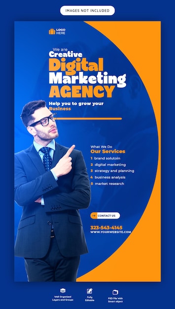 Digitale Marketingagentur und Unternehmens-Facebook- und Instagram-Story-Vorlage