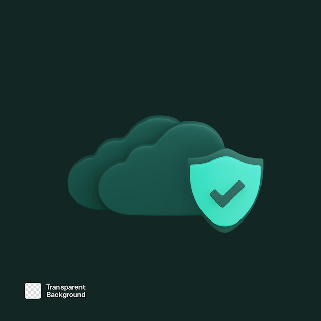 Digitale Sicherheit geschützte Cloud 3D-Ikonen PNG-Vorlage