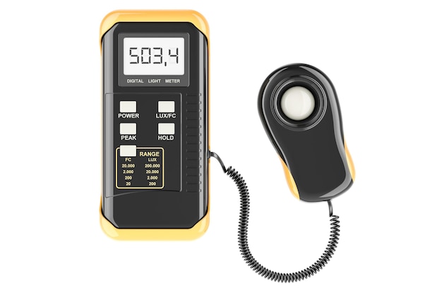 Digitaler 3D-Rendering des Lichtmeters auf durchsichtigem Hintergrund