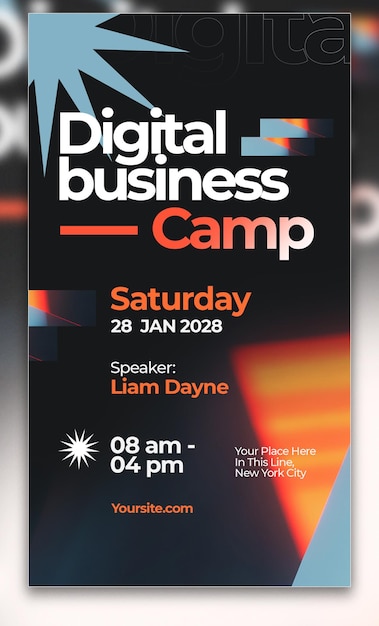 Digitales Geschäftscamp-Flyer für eine Unternehmensveranstaltung