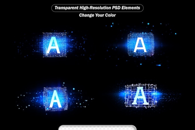 PSD digitales hologramm mit künstlicher intelligenz auf schwarzem hintergrund