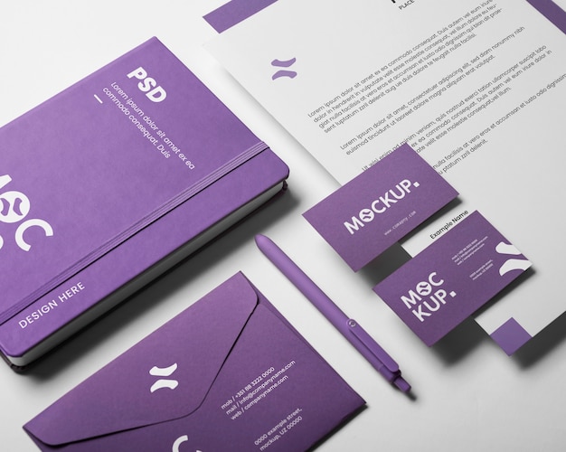 Digitales Lavendel-Briefpapier-Set-Mock-up-Design