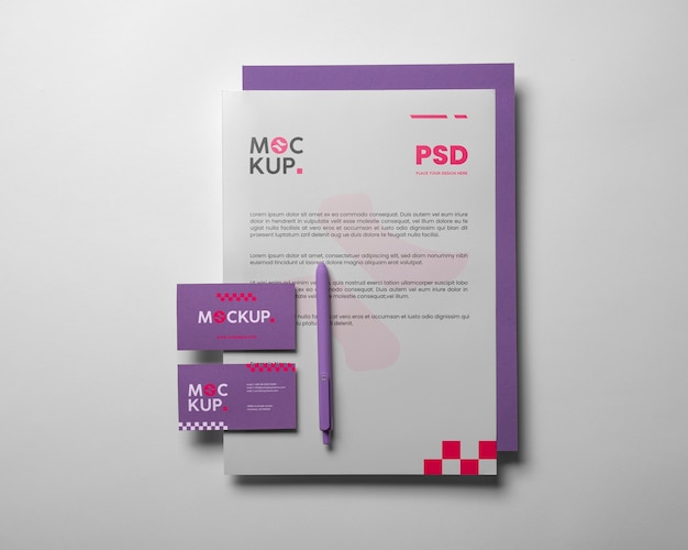 Digitales Lavendel-Briefpapier-Set-Mock-up-Design