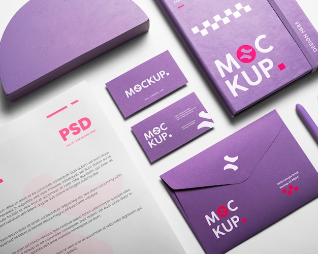 PSD digitales lavendel-briefpapier-set-mock-up-design