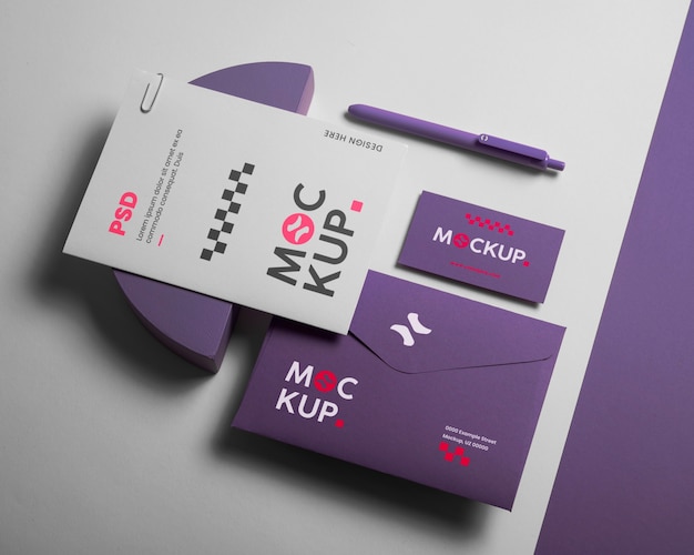 Digitales Lavendel-Briefpapier-Set-Mock-up-Design
