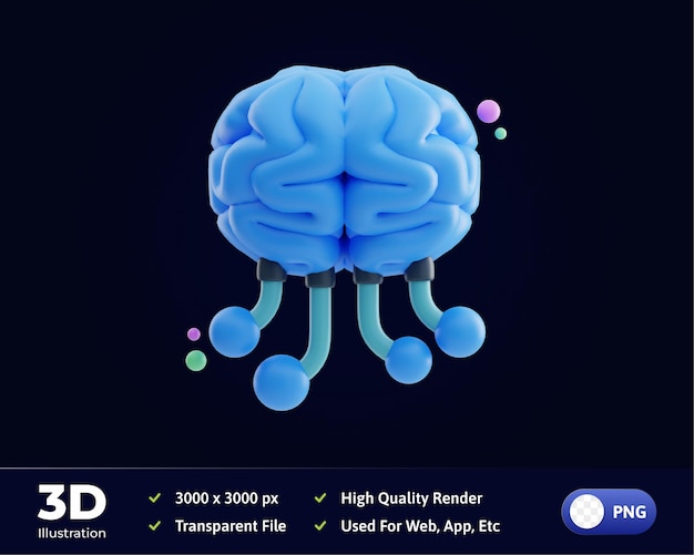 Digitalisierung der künstlichen Intelligenz 3D-Illustration