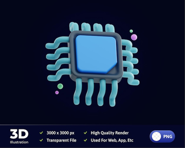 PSD digitalización de cpu ilustración 3d