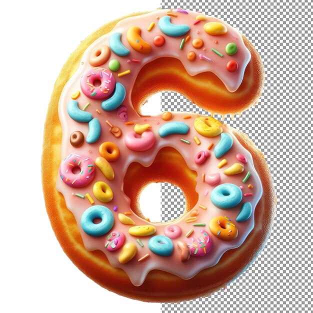 PSD dígitos indulgentes se sumergen en irresistibles números de donuts en 3d