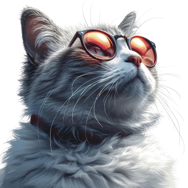 PSD un digne chat géant aphrodite dans des lunettes mythiques grecques inspirées du dieu animation de tableau blanc.