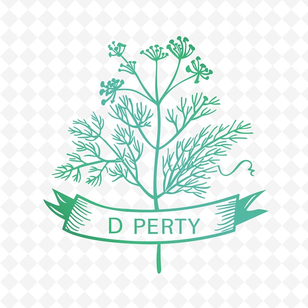 PSD dill stalk emblem logo mit dekorativem banner und botanischer natur kräutervektor design-kollektionen