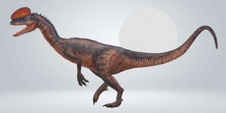 PSD dilophosaurus en un fondo transparente