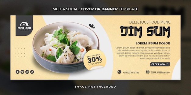 Dim Sum Menu Asian Food Social Media Cover o Banner Template