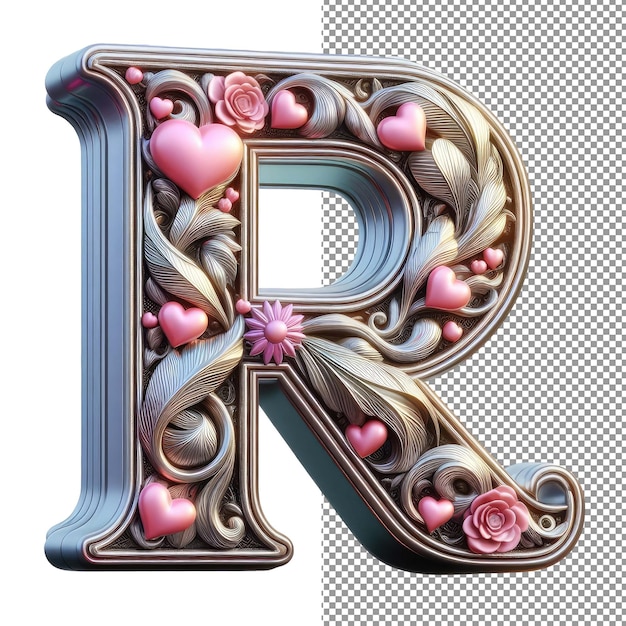 Dimensionale Typographie Isolierte 3D-Buchstaben auf PNG-Hintergrund