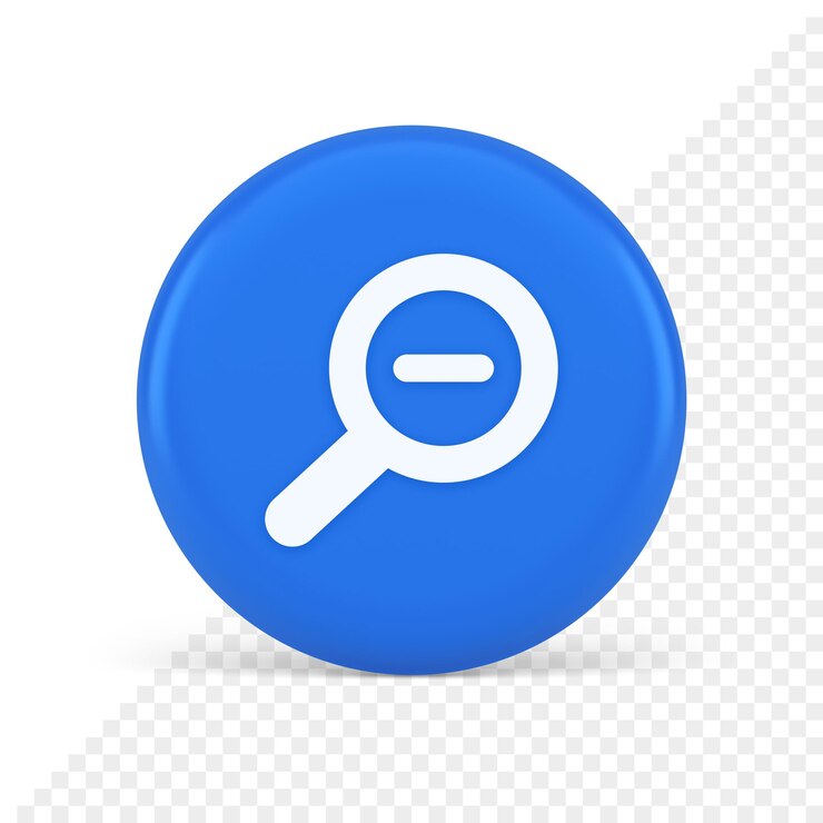 PSD diminuir o zoom do botão da lupa ícone 3d de monitoramento de descoberta de pesquisa de internet óptica