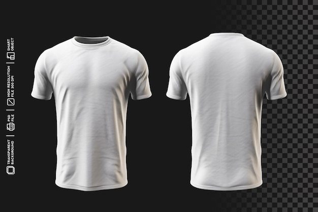 Dinâmico e atraente frente e traseira 3D View Oneck TShirt Design sem fundo