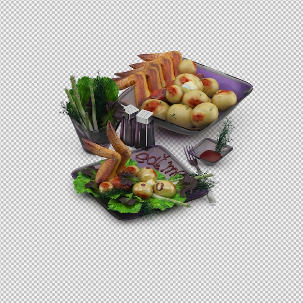 PSD diner plate render 3d