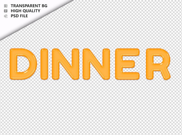 PSD dîner typographie texte jaune verre brillant psd transparent