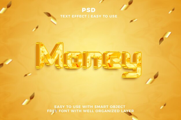 Dinero 3D editable Photoshop estilo de efecto de texto psd con fondo