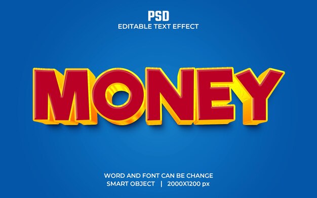 Dinero 3d efecto de texto editable Premium Psd con fondo