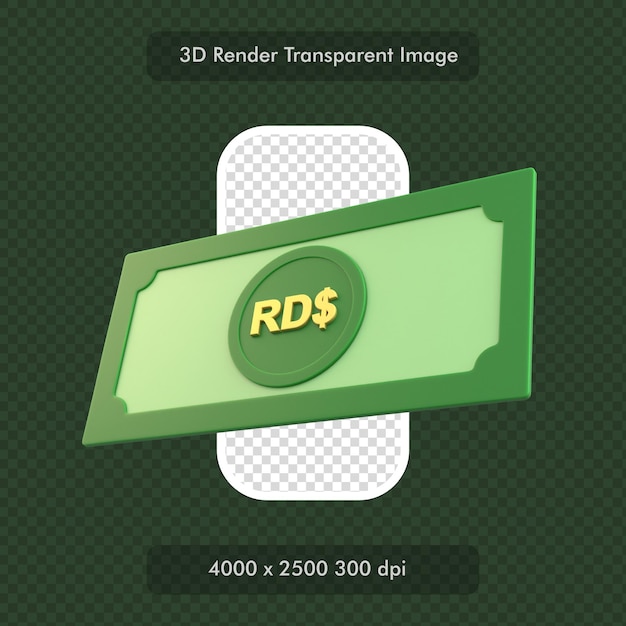 Dinero 3d con símbolo de moneda peso dominicano