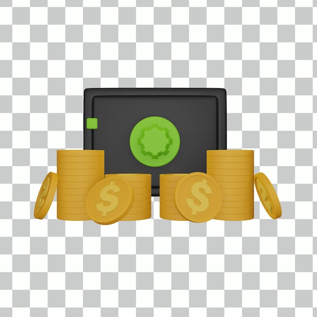 Dinero en la bóveda Ilustración 3D