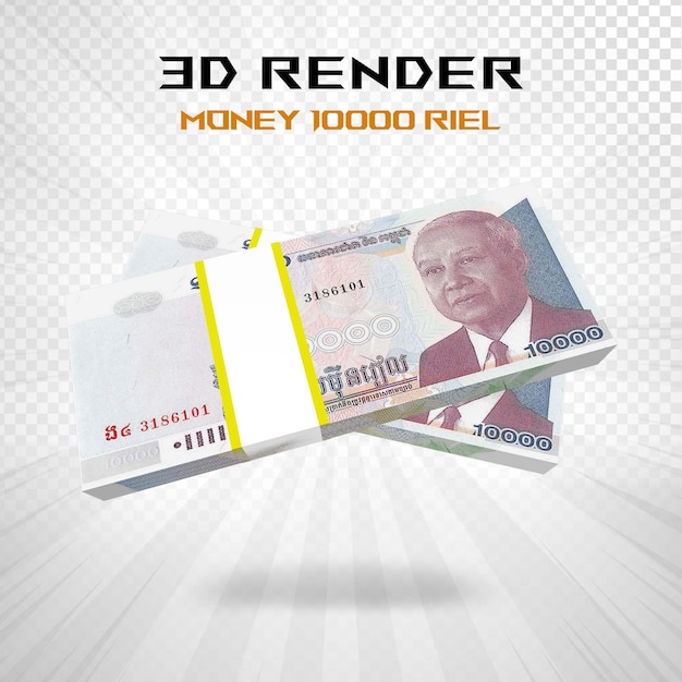 PSD dinero camboyano 10000 riel moneda representación 3d