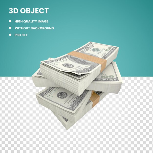 Dinero de cien dólares 3d