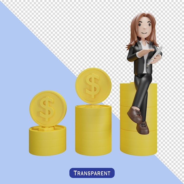 Dinero con empresaria en estilo 3 d