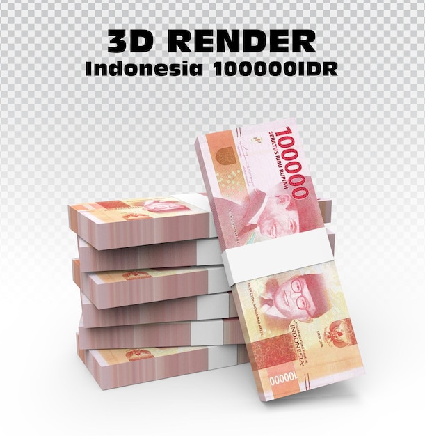 PSD dinero indonesia 100000idr representación 3d